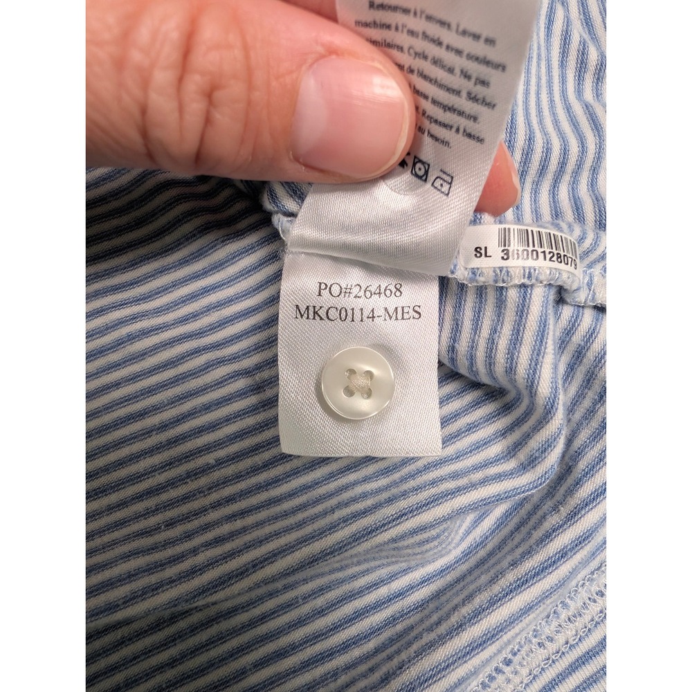 Faherty Movement Polo Shirt Mens L Blue Striped Pima Modal Long Sleeve MKC0114 - Picture 7 of 8